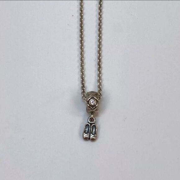 Pandora 925 ALE Sterling Silver Ballet Dancer Shoes Pendant NecklaceC - Picture 4 of 4